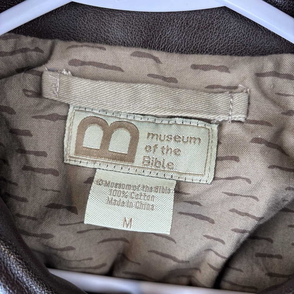 Museum Of the Bible Jacket Mens Medium Tan Cotton Bomber Full Zip - Picture 4 of 8